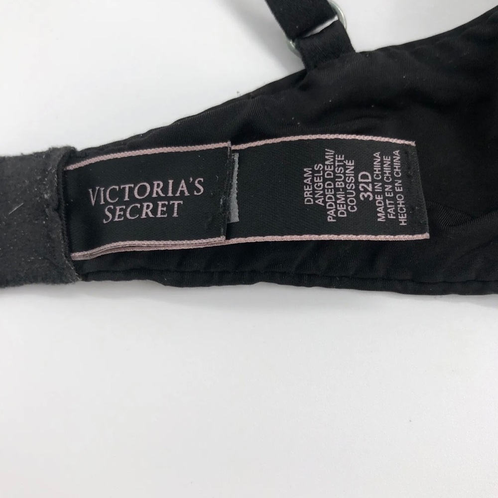 Victorias Secret Dream Angels Padded Demi Bra 32D Black Push Up Underwire - Picture 6 of 7